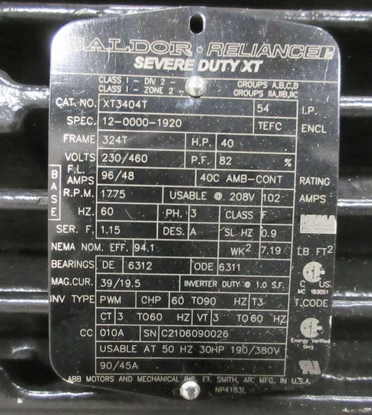 XT3404T Severe Duty Motor